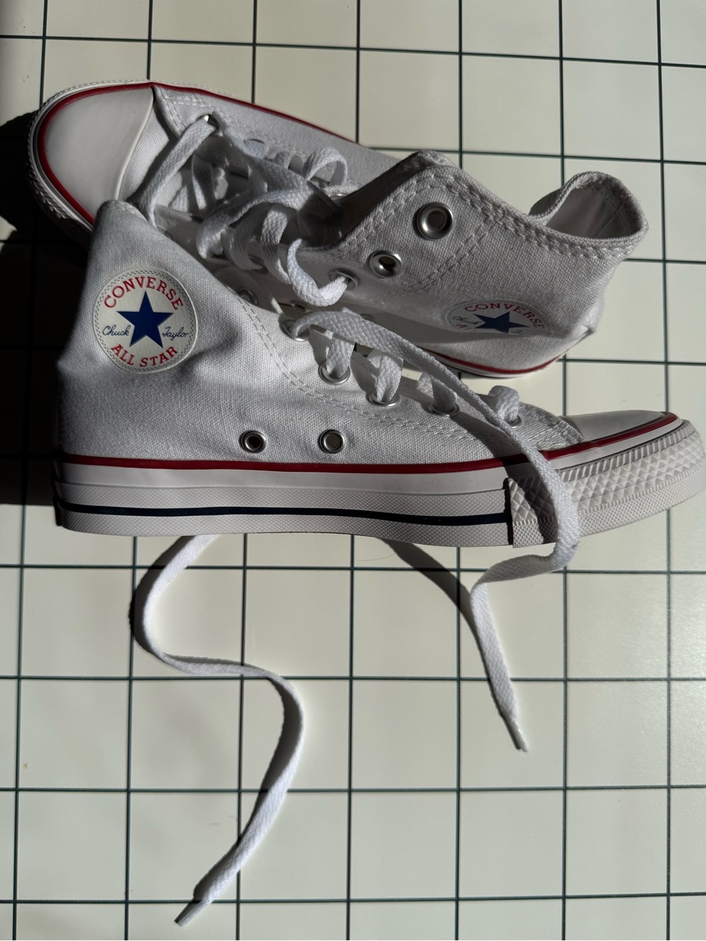 Converse originals White High-Top Sneakers with Red Accent
